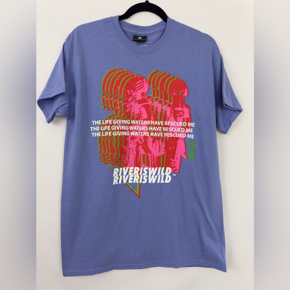 RIVER IS WILD ( Unisex) Purple Short Sleeve Crew Neck Cotton T-Shirt Med… - Picture 1 of 5